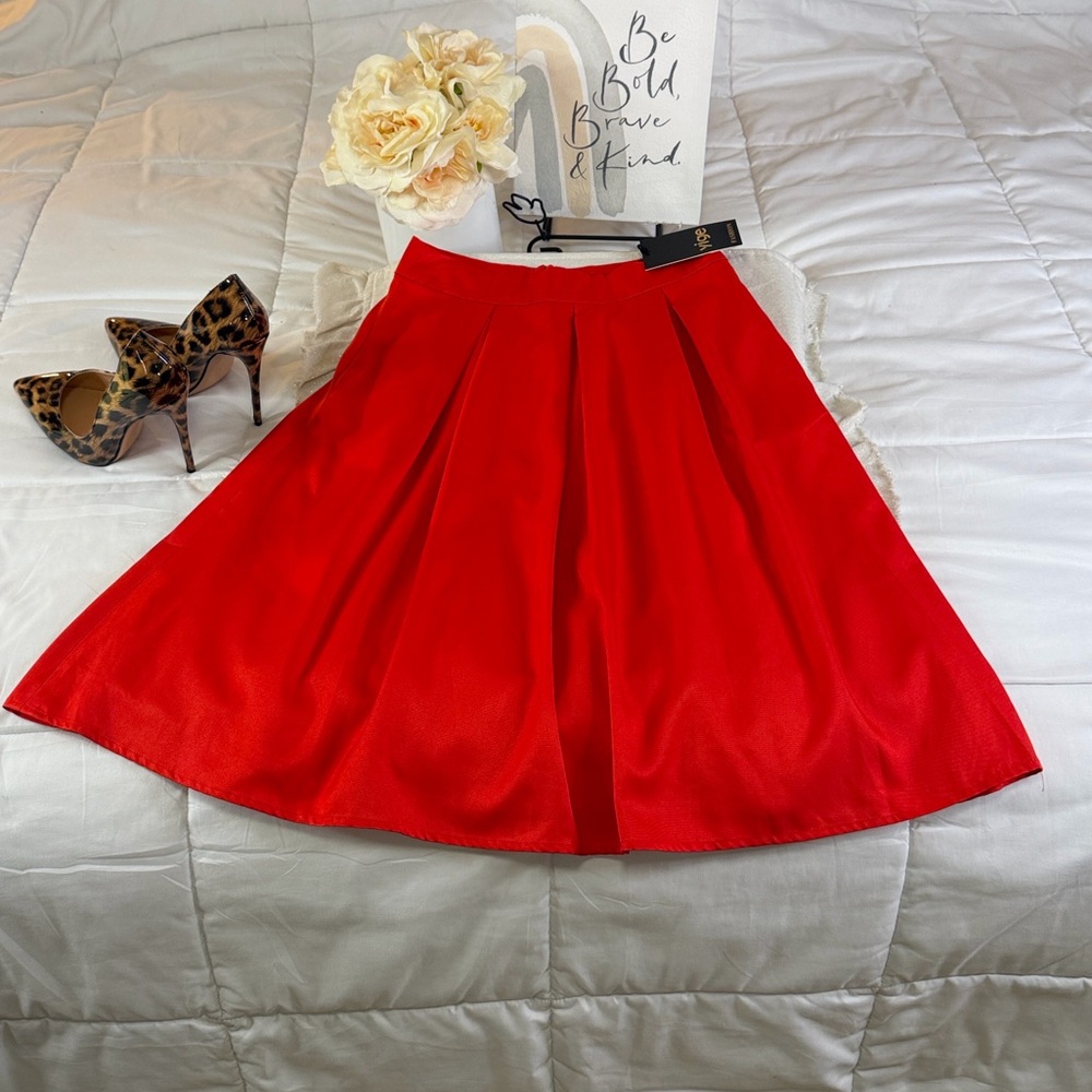 Yige Vibrant Red A-Line Skirt Quiet Luxury Preppy Y2K Office Career